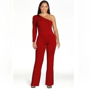NWT Sofia Vergara One shoulder metallic jumpsuit size XS